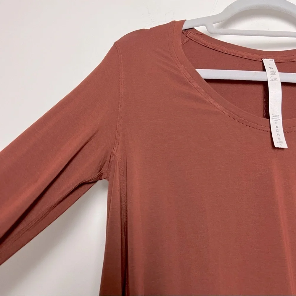 Lululemon Up for Down Time Long Sleeve Modal Top W3DU25 Dark Terracotta NEW